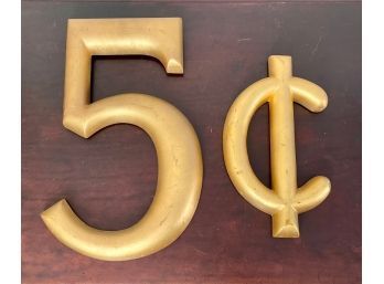 Gilt Decorated Wood Five Cent Sign (CTF10)
