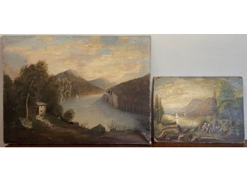 Two Primitive 19th C. Oils, Landscapes (CTF10)
