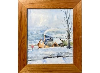 F. Peabody Watercolor, Winter Landscape (CTF10)