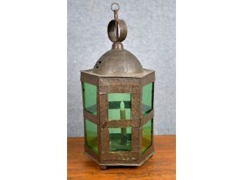 Antique Metal And Glass Lantern (CTF20)