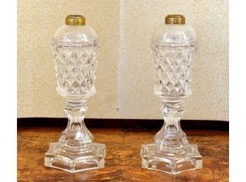 Pair Of Antique Whale Oil Lamps (CTF20)
