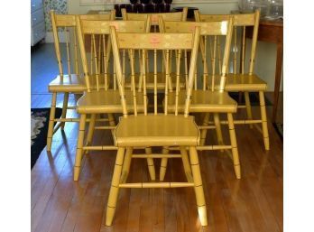 Set Of Six Antique Yellow Painted Windsor Chairs (CTF40)