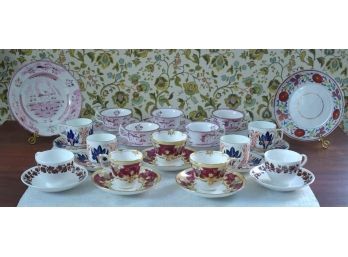 Antique Lusterware Porcelain Cups And Saucers (CTF20)