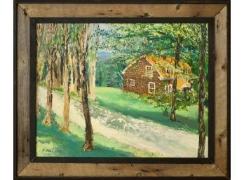 Kathie Pollak Oil On Canvas, Colonial Cottage 1972 (CTF20)