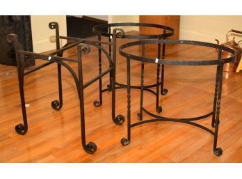 Three Vintage Wrought Iron Tray Table Bases (CTF20)