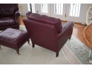 Fine Pr. Of McKinley Leather Club Chairs And Ottoman, Hickory Furniture Co. (CTF40)