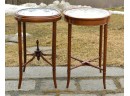 Two Antique Serving Platters In Vintage Stands (CTF20)