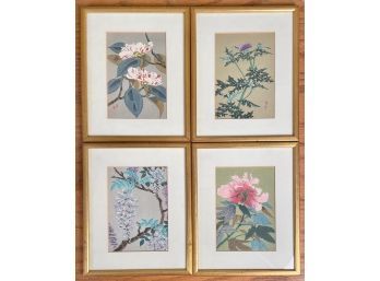 Four Japanese Serigraph Prints, Flowers (CTF10)