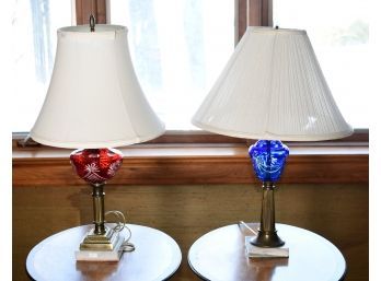 Two Antique Cut-overlay Table Lamps (CTF20)