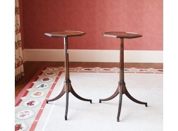 Rare Pair Of Antique Regency Inlaid Mahogany Kettle Stands (CTF20)