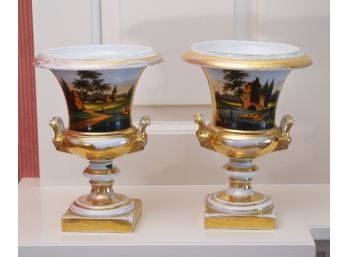 Pair 19th C. Paris Porcelain Urns (CTF20)