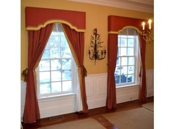 Fine Red Silk Curtains And Valances (CTF30)