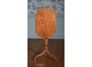 19th C. Federal Tiger Maple Candle Stand (CTF20)