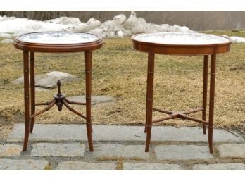 Two Antique Serving Platters In Vintage Stands (CTF20)