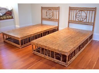 Pair Antique Japanese Bamboo Beds (CTF40)