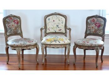 Three Antique Carved French Chairs (CTF30)