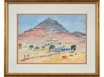 20th C Watercolor On Paper, Western Landscape (CTF10)