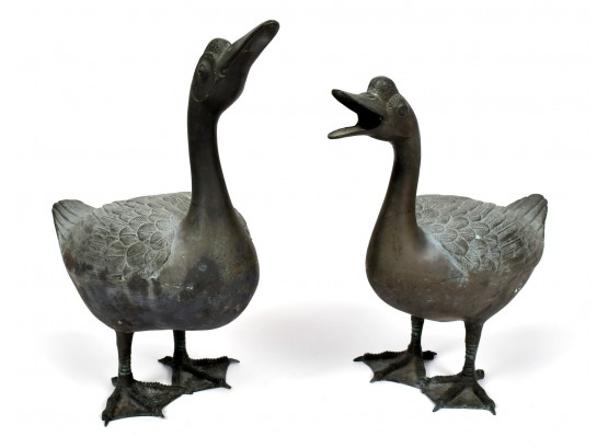 Two Vintage Metal Duck Sculptures (CTF10)