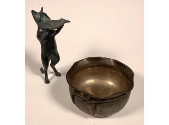 Brass Censor And Bronze Standing Cat (CTF10)