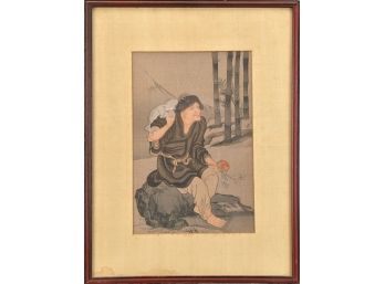 Ganki Japanese Woodblock Print, Hermit And Bull-frog (CTF10)