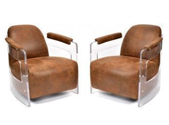 Pr. Leather And Lucite Armchairs (CTF20)