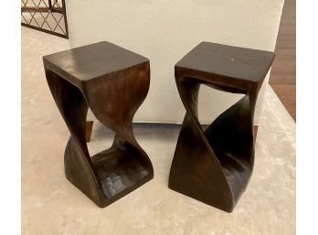 Pr. Natural Twisted Wood End Tables (CTF20)