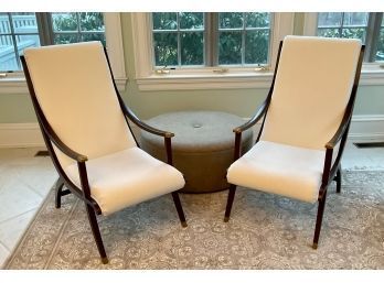 Pr. Baker Cherry & White Velvet Chairs (CTF30)