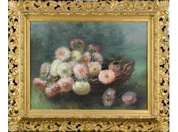 Emily Selinger Oil On Canvas, Basket Of Chrysanthemums  (CTF20)