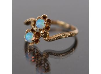 9k Yellow Gold Antique Twin Opal Ring (CTF10)