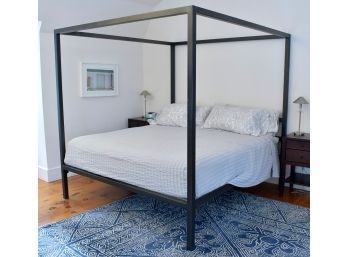 Modern Steel Canopy King Size Bed & Garnet Hill Sheets (CTF50)