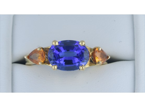 18K Tanzanite And Sapphire Ring