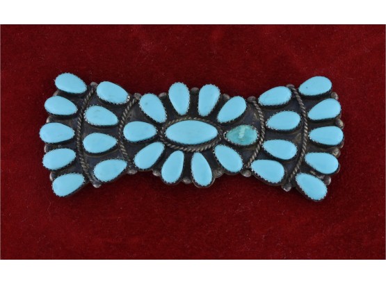 Native American Silver And Turquoise Pin