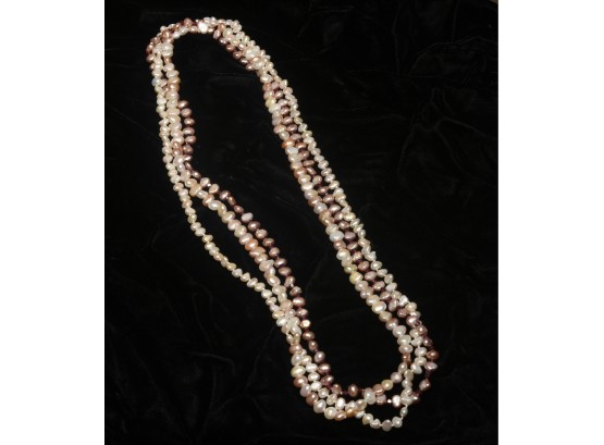 3 Pearl Necklaces, One With Garnets