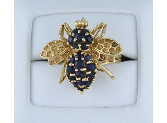 Sapphire 14K Gold Bee Ring