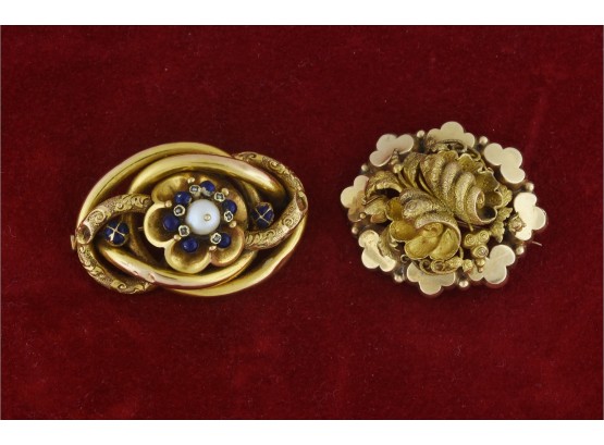 Two Victorian 14k Gold Pins