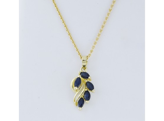 14k Gold And Sapphire Pendant With Chain