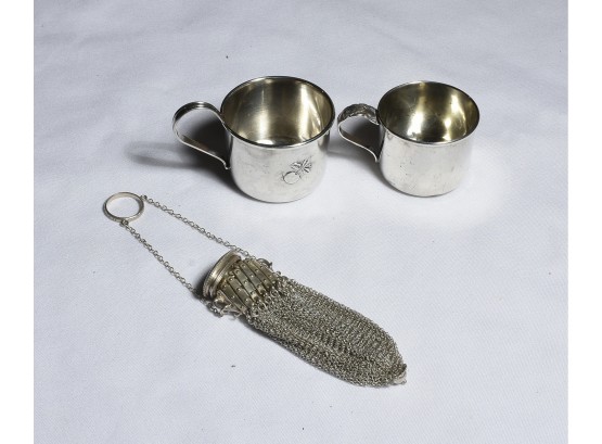 2 Sterling Cups And Purse