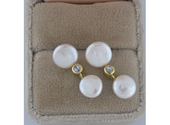 18K Gold And Pearl Earrings