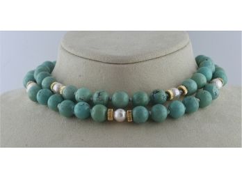 Turquoise And Pearl Necklace