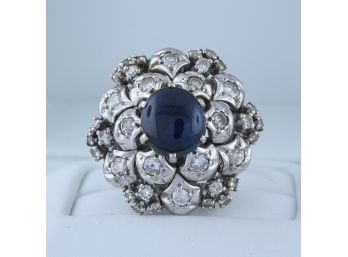 Impressive Diamond And Sapphire Ring