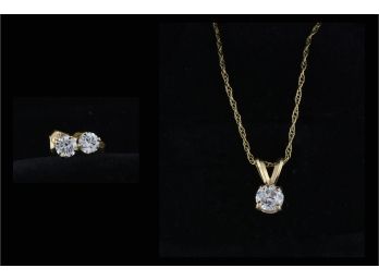 Diamond Pendant And Earrings