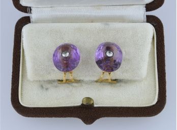 Amethyst And Diamond Earrings