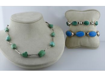 Silver Bracelets And Necklace