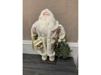 Standing Gold And White Santa
