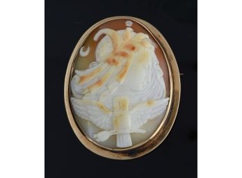 Large Antique Cameo Pin In Gold