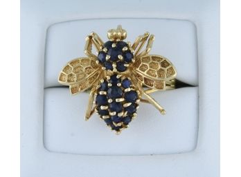 Sapphire 14K Gold Bee Ring
