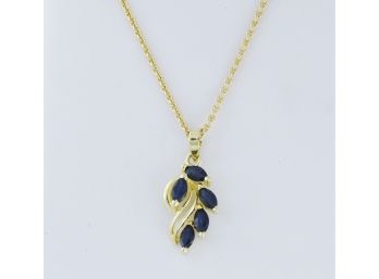 14k Gold And Sapphire Pendant With Chain