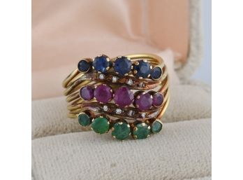 Vintage Sapphire, Ruby & Emerald Ring