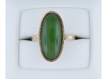 Antique Green Jade Ring 14K Ring