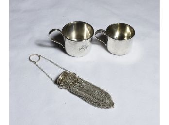 2 Sterling Cups And Purse